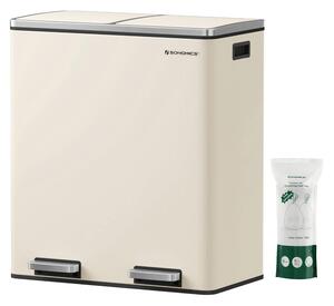 SONGMICS Odpadkový koš s víkem JORDAN 2x30 l krémový