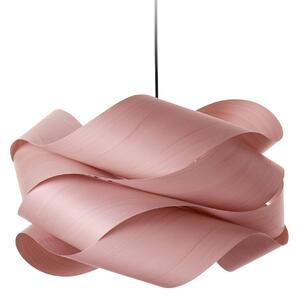 LZF LAMPS Závěsné světlo Link, světle růžová/niklová, Ø 69 cm, dřevo, stmívatelný, Fialová / růžová / barva růže, Obývací pokoj / jídelna, Dřevo, Design