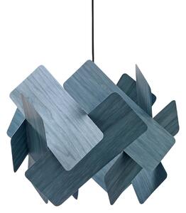LZF LAMPS Závěsné světlo Escape, modré/niklové, Ø 30 cm, dřevo, stmívatelný, Modrá, Obývací pokoj / jídelna, Dřevo, Design