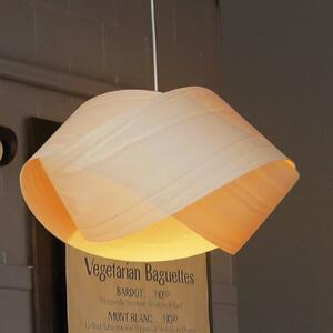 LZF LAMPS Závěsné světlo Nut, buková/niklová barva, délka 42 cm, dřevo, stmívatelný, Světlé dřevo, Obývací pokoj / jídelna, Dřevo, Design