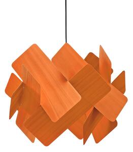 LZF LAMPS Závěsné světlo Escape, oranžová/niklová barva, Ø 30 cm, dřevo, stmívatelný, Žlutá / oranžová, Obývací pokoj / jídelna, Dřevo, Design
