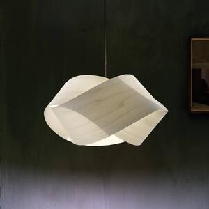 LZF LAMPS Závěsné světlo Nut, barva slonová kost/nikl, délka 42 cm, stmívatelný, Krémová / jantar, Obývací pokoj / jídelna, Dřevo, Design