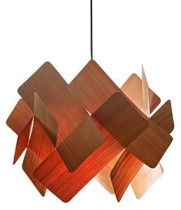 LZF LAMPS Závěsné světlo Escape, třešňové dřevo/niklová barva, Ø 30 cm, stmívatelný, Světlé dřevo, Obývací pokoj / jídelna, Dřevo, Design
