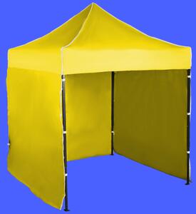 Nůžkový stan 2x2m ocelový, Žlutá, 3 boční plachty