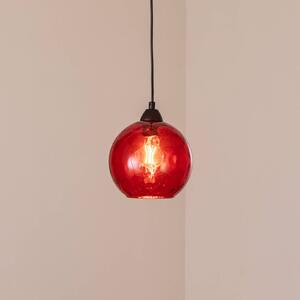 Opviq Závěsné světlo Benek, červené, sklo, Ø 20 cm, E27, stmívatelný, Červená, Obývací pokoj / jídelna, Sklo, Young lifestyle