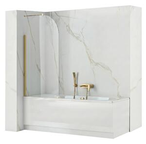 Vanová zástěna REA TRAVIS 80 cm, zlatá kartáčovaná/transparent