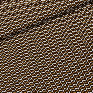 Bavlněné plátno GLORIA 1480983, zig-zag, oranžovo-hnědá, š.150cm (látka v metráži)