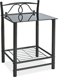 Casarredo Kovový noční stolek ET-920 černý kov/sklo