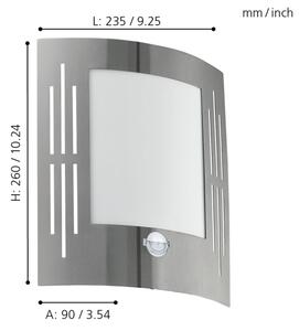 EGLO 88144 - Senzorové venkovní nástěnné svítidlo CITY 1xE27/15W/230V IP44