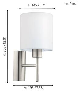 Eglo 94924 - Nástěnné svítidlo PASTERI 1xE27/60W/230V