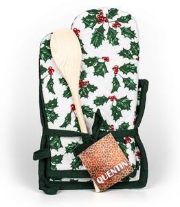 Avax kuchyňská chňapka AK-3945, cesmína, zelená 28x18cm + podložka 20x20cm + vařečka