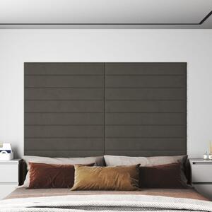 Nástěnné panely 12 ks tmavě šedé 90 x 15 cm samet 1,62 m²
