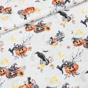 Bavlněné plátno FLITWICK, helloween na bílé, š.150cm (látka v metráži)
