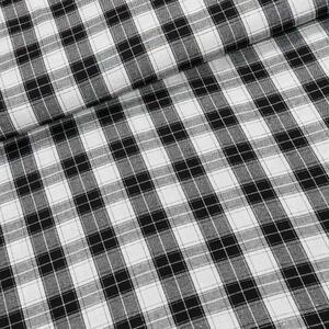 Flanel tkaný / barchet, oboustranný 38, černo-bílé káro, š.150cm (látka v metráži)