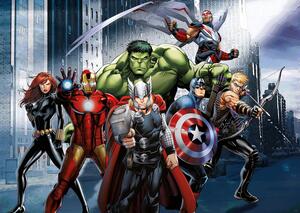 Dětská vliesová fototapeta na zed' Marvel Avengers ve Městě, Disney | 155 x 110 cm | DFTDNM 5277