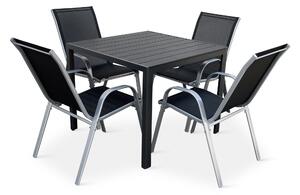 Zahradní jídelní set Viking M + 4x kovová židle Ramada šedá