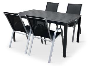 Zahradní jídelní set Viking L + 4x kovová židle Ramada šedá