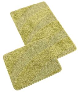 Bellatex koupelnová souprava s vlasem MICRO BANY SILVER ZELENÁ, 100x60cm (předložka) + 60x50cm (na WC)