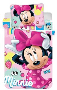 Jerry Fabrics Dětské povlečení do postýlky MINNIE SWEET BABY, růžová, bavlna hladká, 100x135cm + 40x60cm
