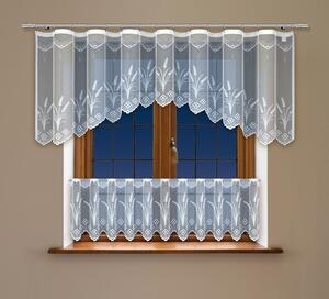 SET 2 KUSY - Dekorační vitrážová žakárová záclona POUR bílá 300x80 cm + 300x45 cm (cena za 2 kusy) MyBestHome