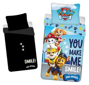 Jerry Fabrics Dětské povlečení TLAPKOVÁ PATROLA (PAW PATROL PP325) SVÍTÍCÍ EFEKT, modré, bavlna hladká, 140x200cm + 70x90cm