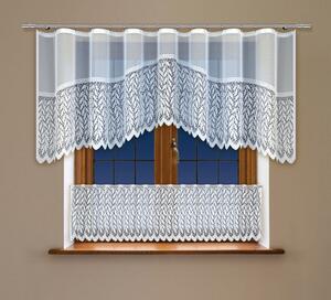 SET 2 KUSY - Dekorační vitrážová žakárová záclona OTMAR bílá 300x100 cm + 300x45 cm (cena za 2 kusy) MyBestHome