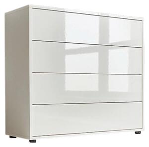 Komoda se 4 šuplíky - lesklá bílá - Push-to-Open - 79x73x33 cm