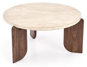 Kulatý konferenční stolek Manios 80 cm - travertin / ořech