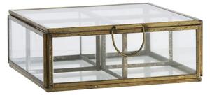 Skleněný úložný box s přihrádkami Aged Brass