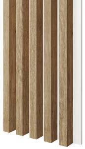 Akustický panel, podklad bílá MDF deska, široká lamela, dub Natura, 30x275 cm