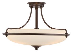 QUOIZEL Stropní svítidlo Griffin s roztečí, Ø 53 cm, bronz/opál, stmívatelný, Bronz / starožitná mosaz, Obývací pokoj / jídelna, kov, Starožitný