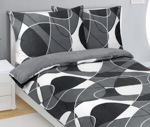 Bellatex Povlečení MIKROFLANEL 140x200, 70x90 cm Elipsa Bílá,Šedá,Tmavě šedá