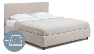 Béžová čalouněná dvoulůžková postel s úložným prostorem s matrací/s roštem 180x200 cm Myra Slim Line – Bonami Selection