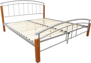 Tempo Kondela Kovová postel MIRELA, 160x200, olše/stříbrný kov