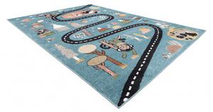 Dětský kusový koberec Fun Route Street animals blue 160x220 cm