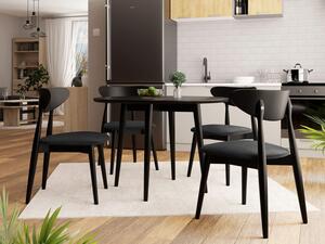 Kulatý stůl Vidariko FI 100 se 6 židlemi ST80 01, Barva křesla: černá, Barva stolu: Černá, Potah: Magic Velvet 2219 5903211161315