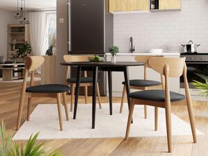 Kulatý stůl Vidariko FI 100 se 6 židlemi ST80 01, Barva křesla: Přírodná, Barva stolu: Černá, Potah: Magic Velvet 2219 5903211161391
