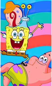 Carbotex dětský froté ručník SPONGEBOB S PATRICKEM A GARYM, duhový 30x50cm