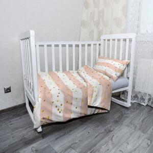 Sablio Mikroplyšové dětské povlečení do postýlky Pruhy a zlaté tečky - 120x90 / 40x60