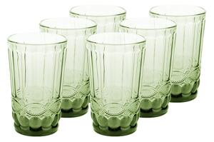 KONDELA Sklenice na vodu, set 6 ks, 350 ml, zelená, vintage, FREGATA TYP 6