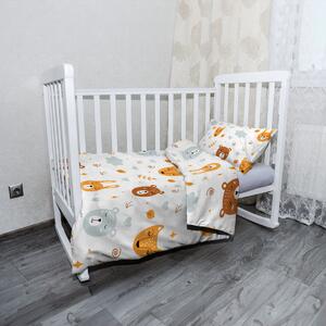 Sablio Mikroplyšové dětské povlečení do postýlky Medvěd a liška - 120x90 / 40x60