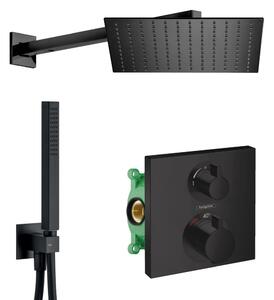 Hansgrohe + Alpi HG SET Ecostat Black - Sprchový systém pod omítku, Ecostat Square, termostatická baterie- kompletní sada, černá matná