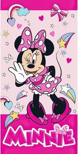 Carbotex dětská plážová osuška MINNIE SLADKÁ MYŠKA, růžová, froté, 70x140cm