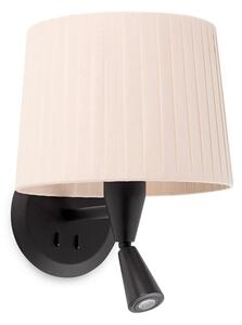 SAMBA černá/skládaná béžová nástěnná lampa se čtecí lampičkou - FARO