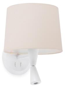 CONGA nástěnná lampa, bílá/béžová, se čtecí lampičkou - FARO