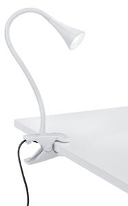 Trio Leuchten R22398101 VIPER - LED stolní skřipcová lampička na husím krku, bíllá, LED 3W, 3000K (Ohebná LED lampička se skřipcem na desku stolu)