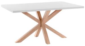 Bílý jídelní stůl Kave Home Argo 160 x 100 cm s přírodní kovovou podnoží