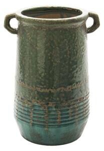 Zelný keramický květináč/váza s uchy Aylin - Ø 16*26 cm