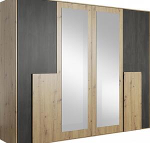 Kapol Bafra šatní skříň šíře 200 cm se zrcadly a klasickými dveřmi