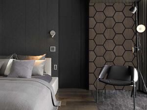 Akustický panel s dřevěnou dýhou - Hexagon - dekor ořech tmavý | 79,8×66 cm | AKH005 | .cz